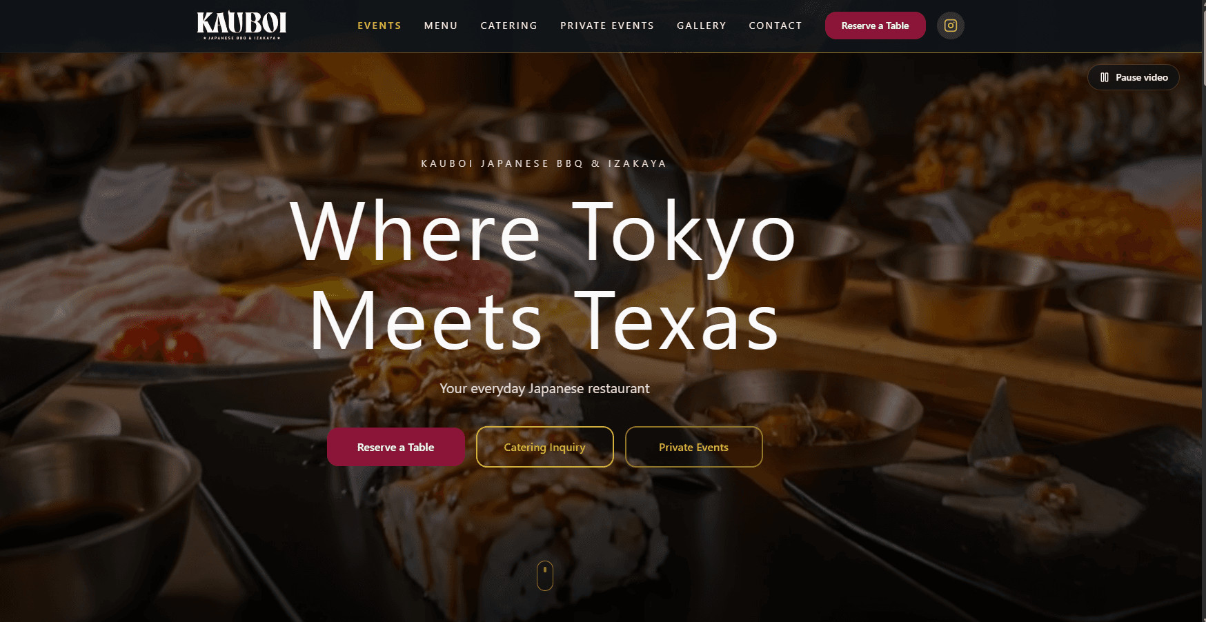 Kauboi BBQ landing page — Where Tokyo Meets Texas
